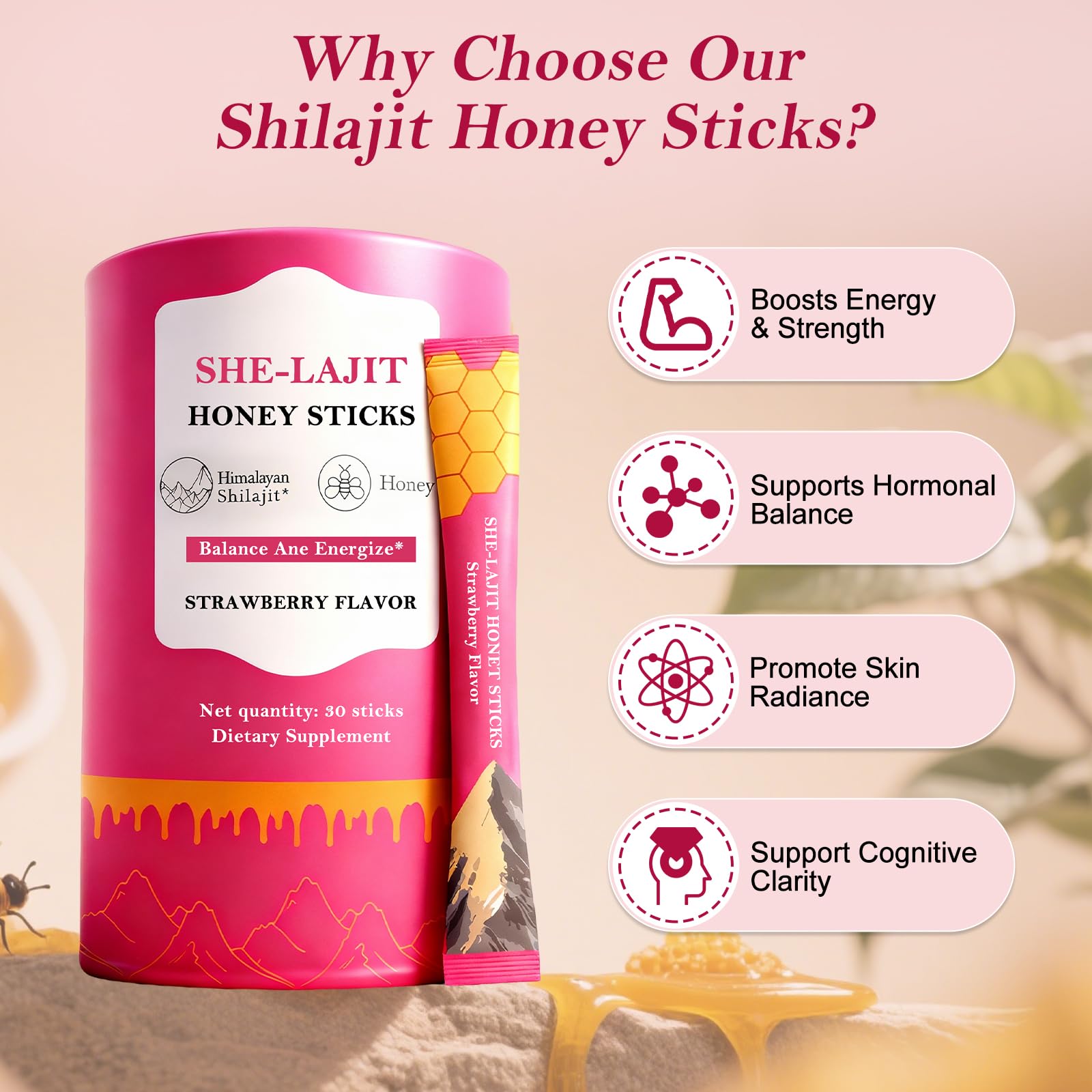 Koloskiy Shilajit Honey Sticks close-up of ingredients