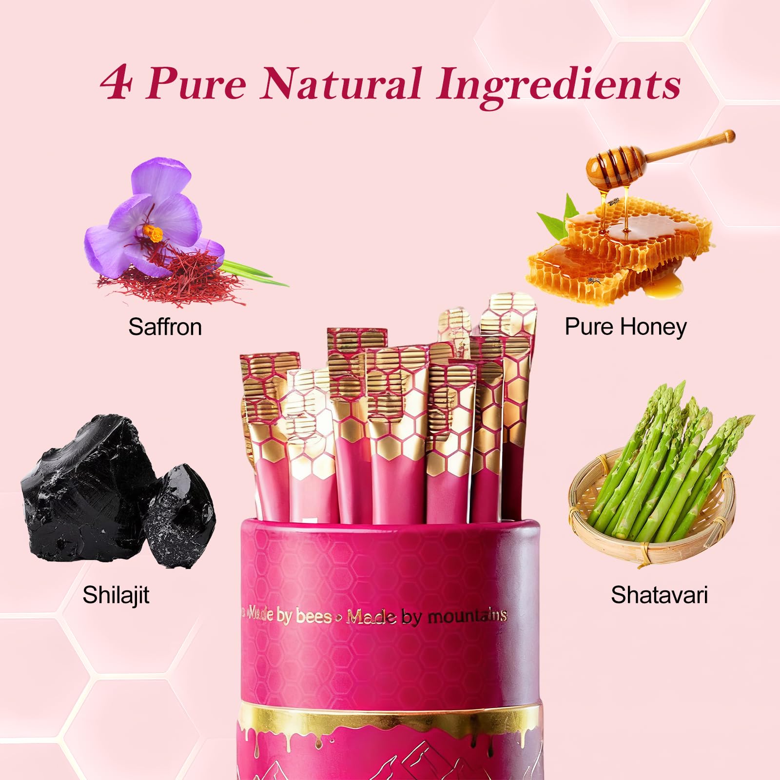 Koloskiy Shilajit Honey Sticks with strawberry essence