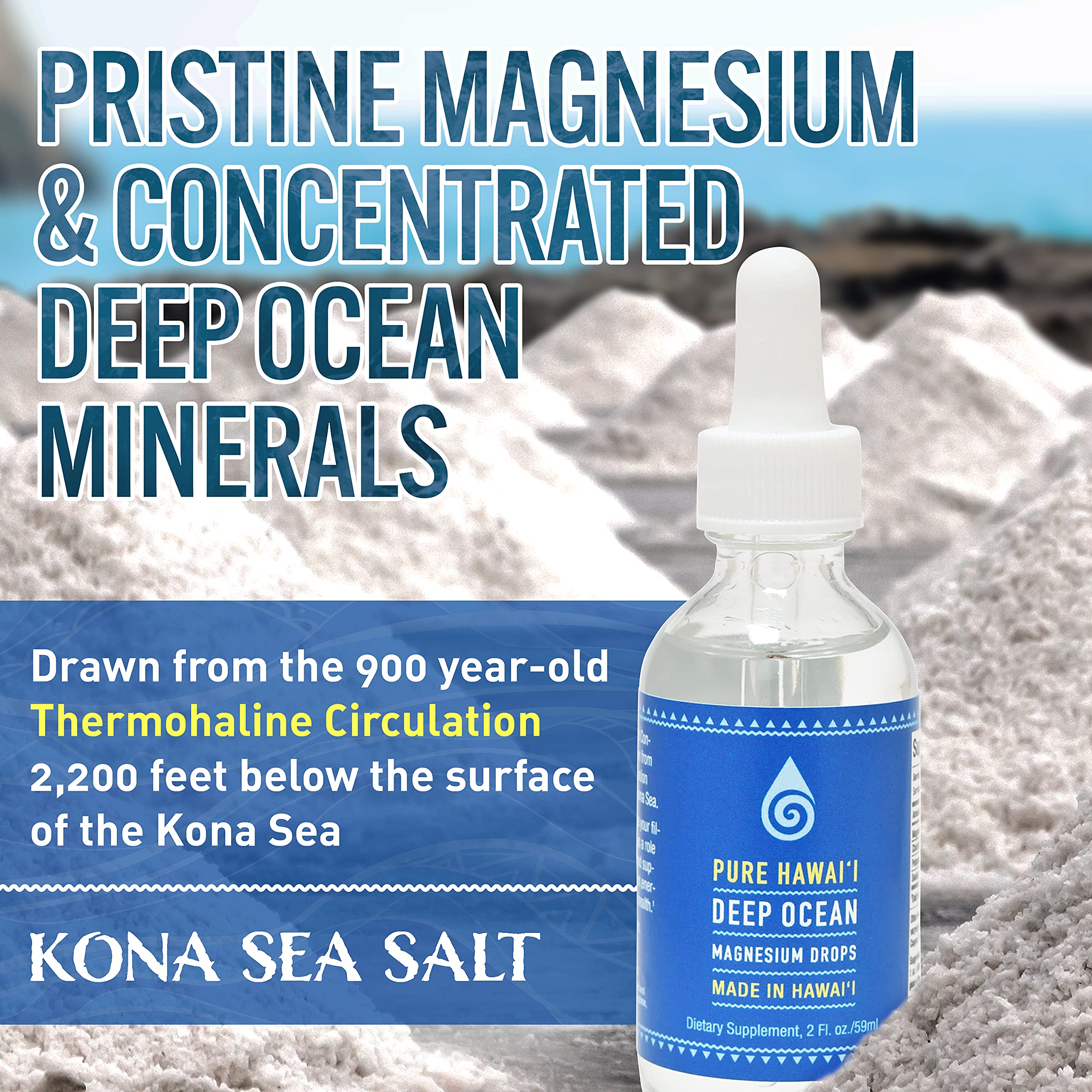 Kona Sea Salt Mineral Drops bottle with dropper