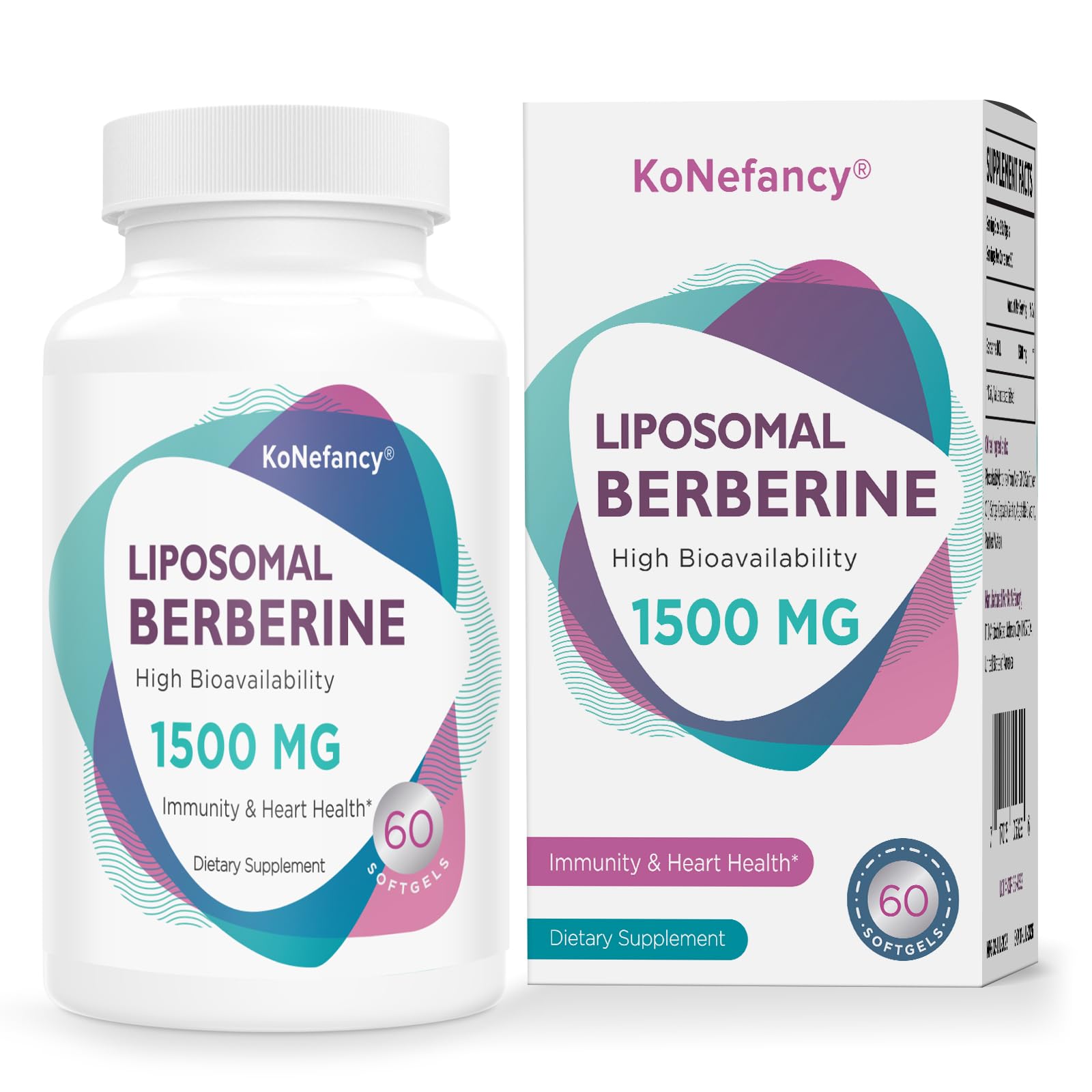 KoNefancy Berberine HCL 1500mg supplement bottle front view
