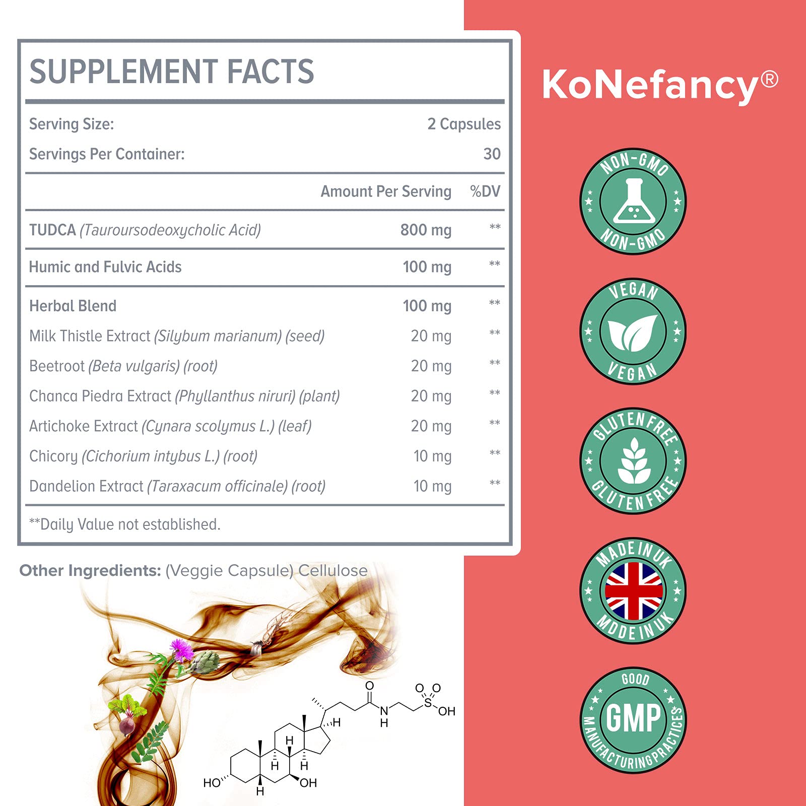 KoNefancy TUDCA Supplement ingredients list