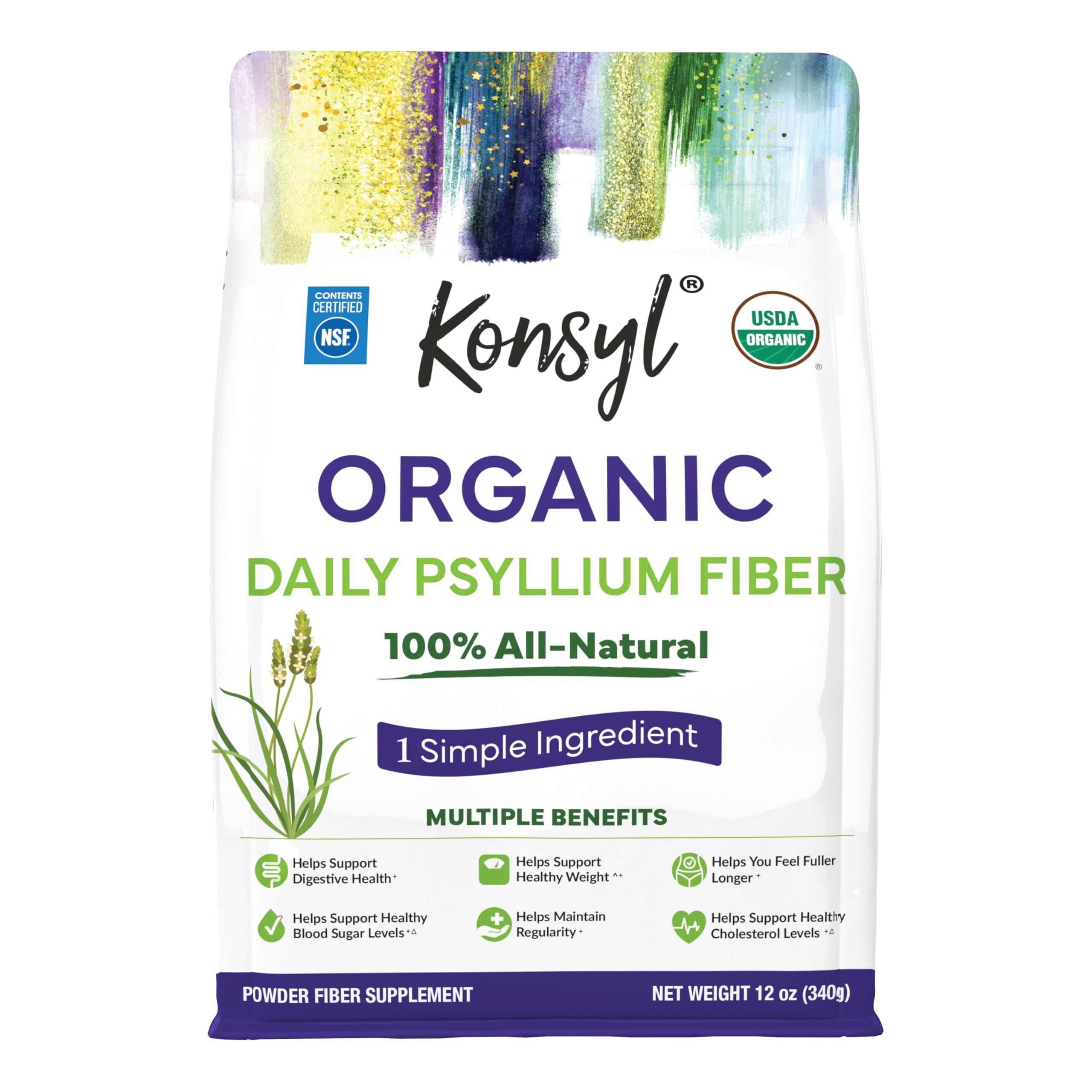 Konsyl Psyllium Husk Powder 340g front view packaging