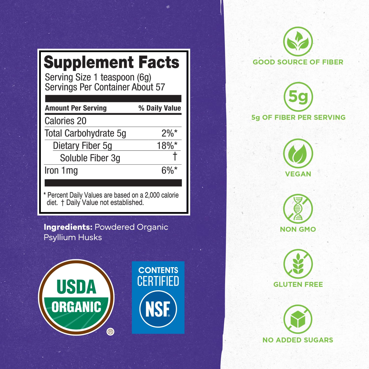 Konsyl Psyllium Husk Powder 340g nutritional information