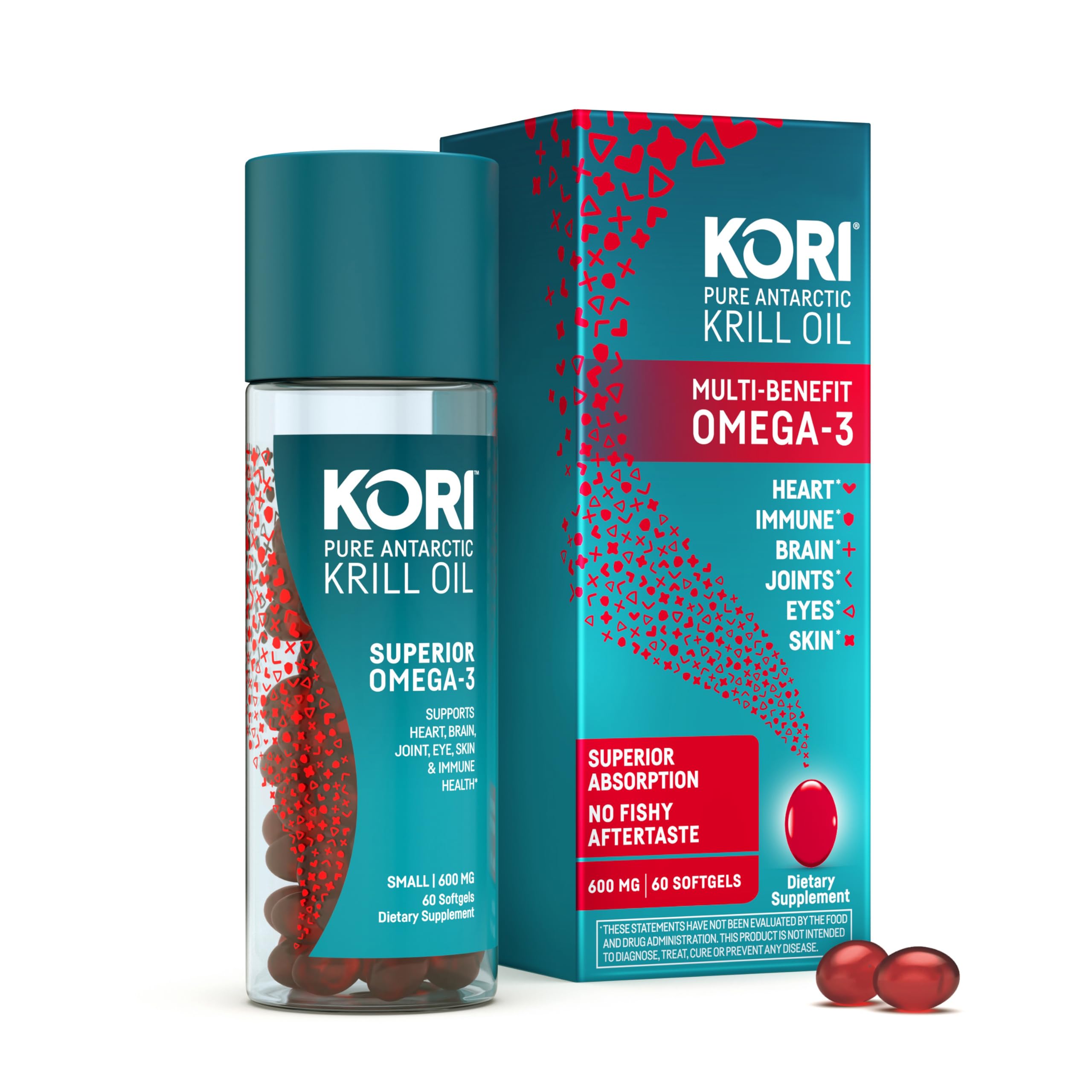 Kori Krill 600mg softgel bottle front view