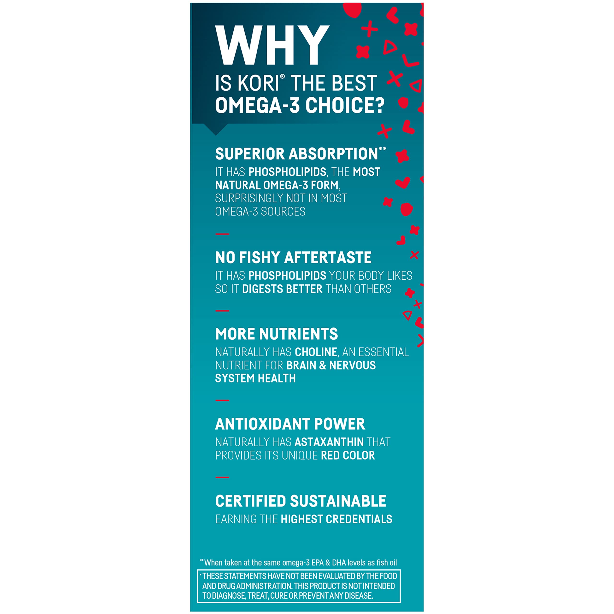 Kori Krill 600mg softgels product information on label