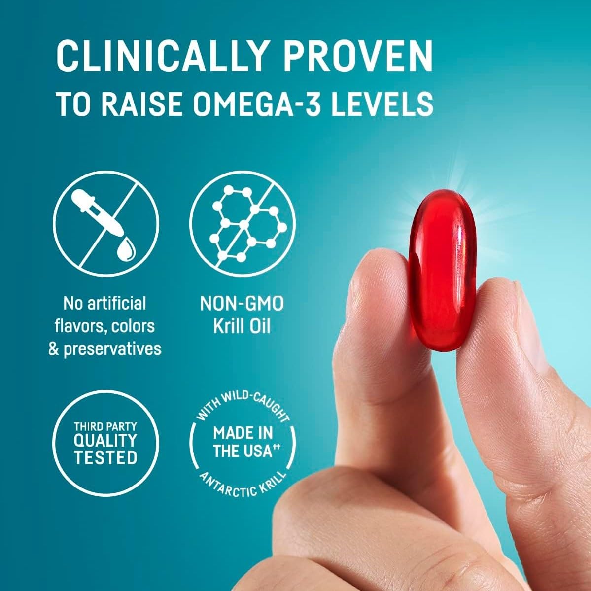 Kori Krill Omega 3 Excel 1000mg softgel capsules with measuring spoon