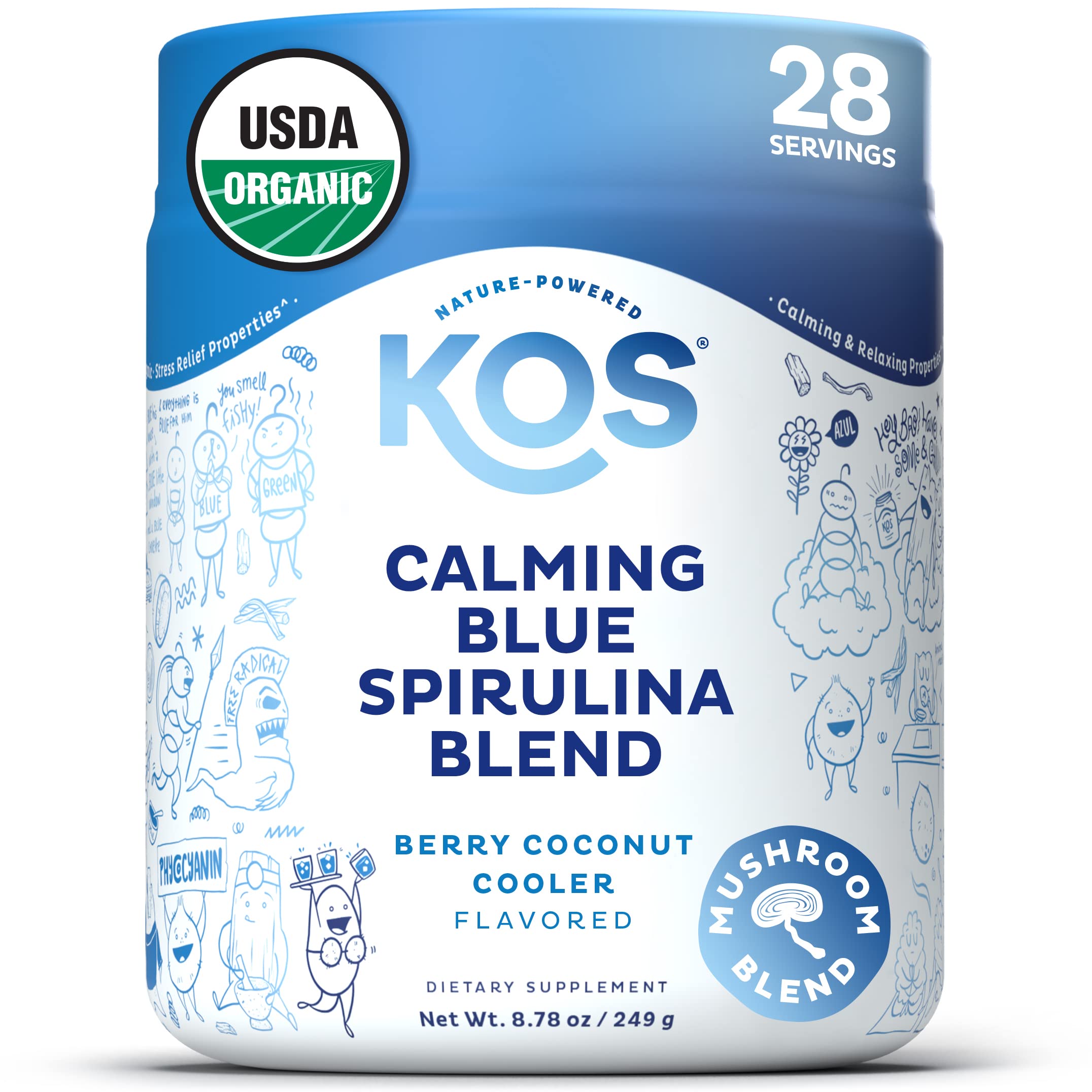KOS Calm and daily wellness Blend Spirulina 266g front view