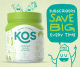 KOS Organic Inulin Powder 336g side view showing the label