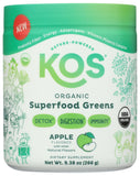 KOS Spirulina Green Superfood Powder 340g scoop showing powder texture