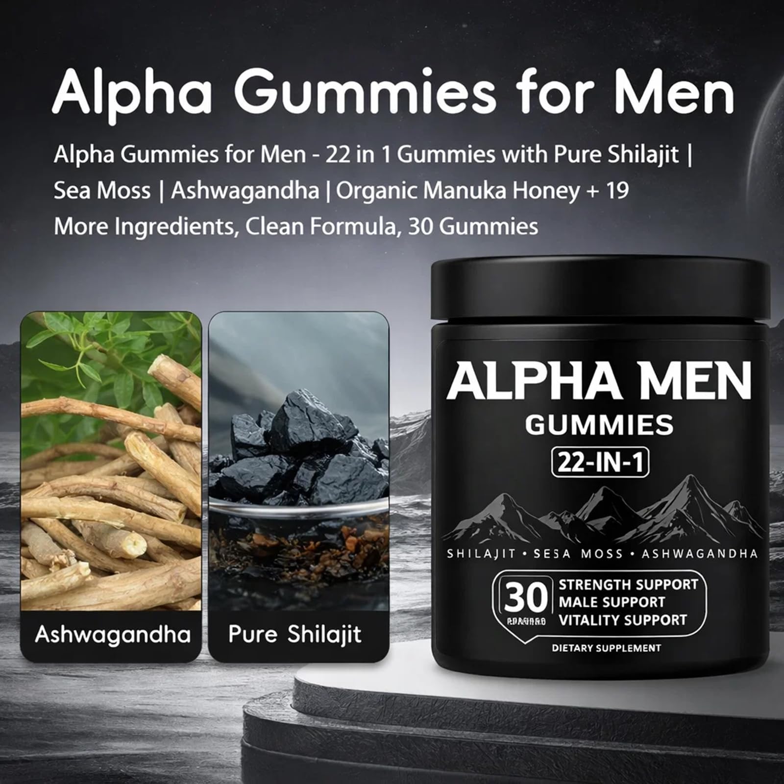 KOVGOCY Alpha Gummies for Men ingredients list on back