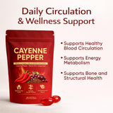 KOVGOCY Cayenne Pepper Softgels displayed with a glass of water