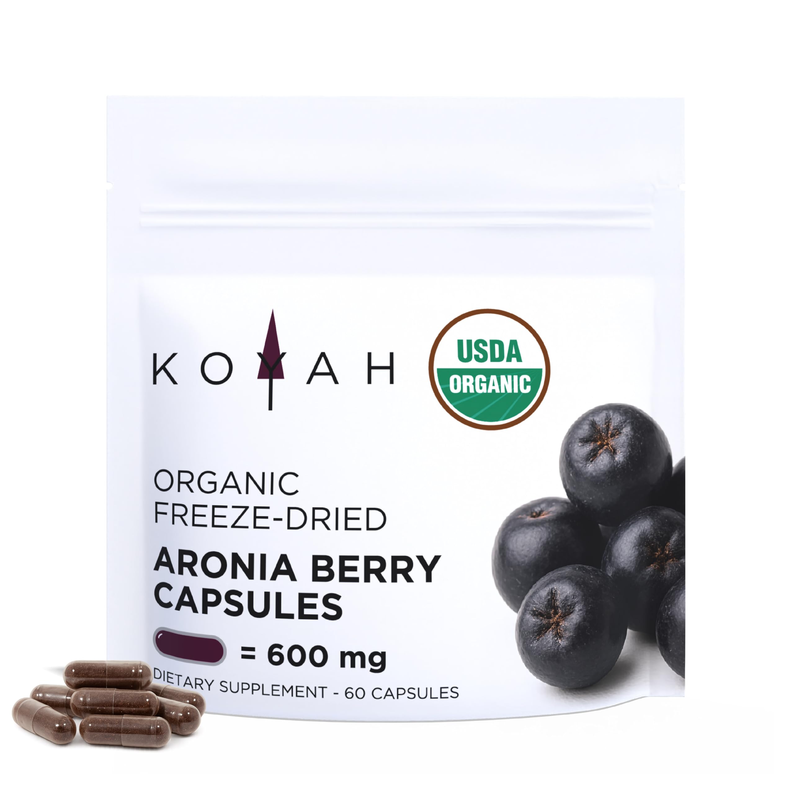 KOYAH Aronia Capsules front view with packaging