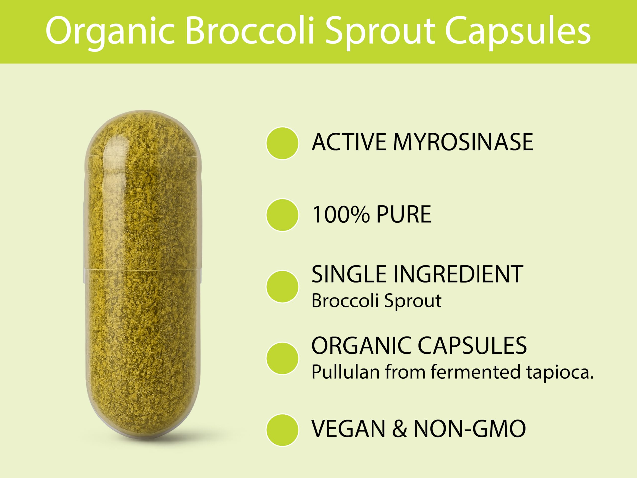 KOYAH Broccoli Sprout Capsules on a wooden table