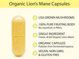 KOYAH Lion's Mane Capsules with organic certification badge