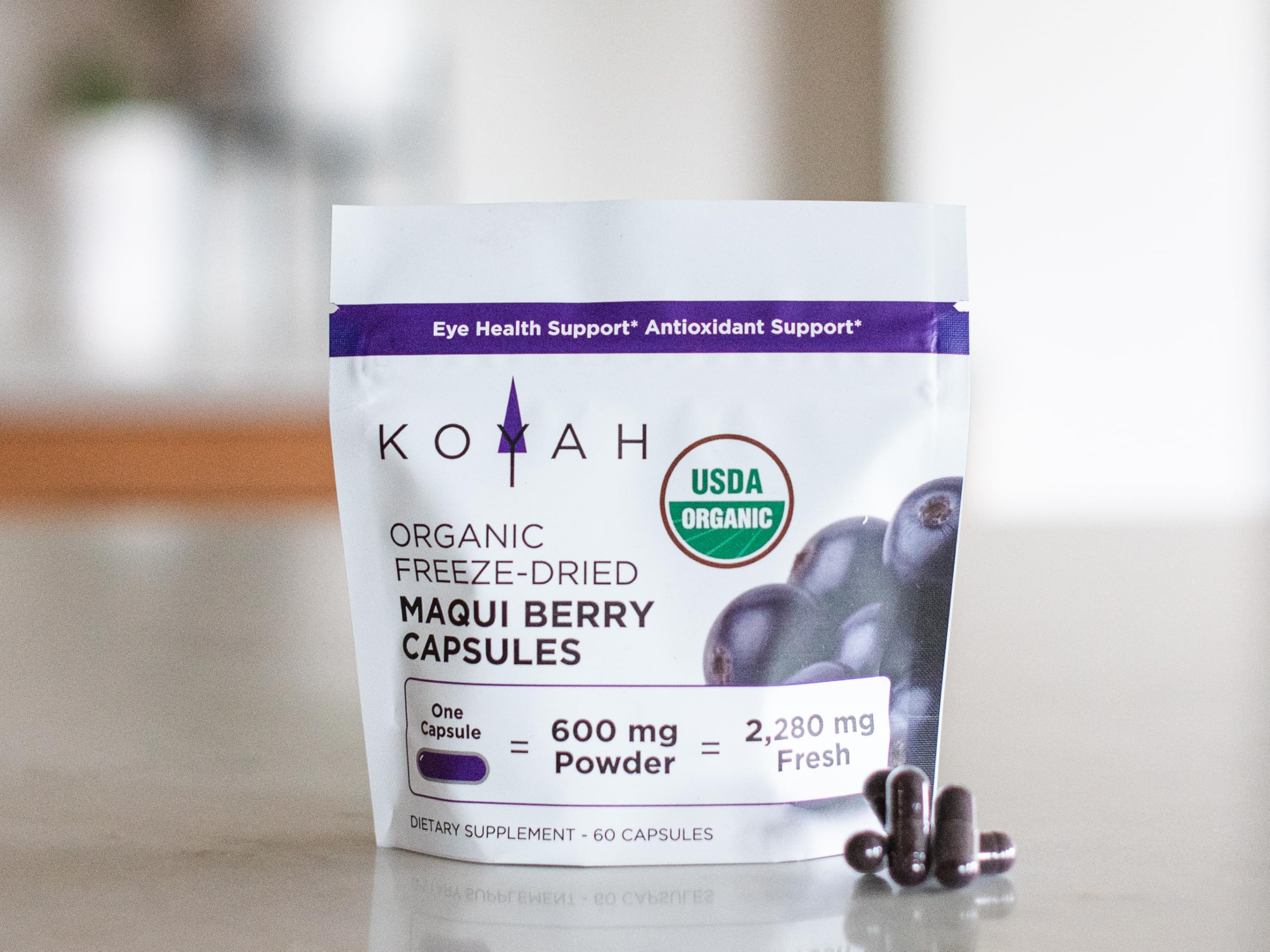 KOYAH Maqui Berry Capsules in a health setting