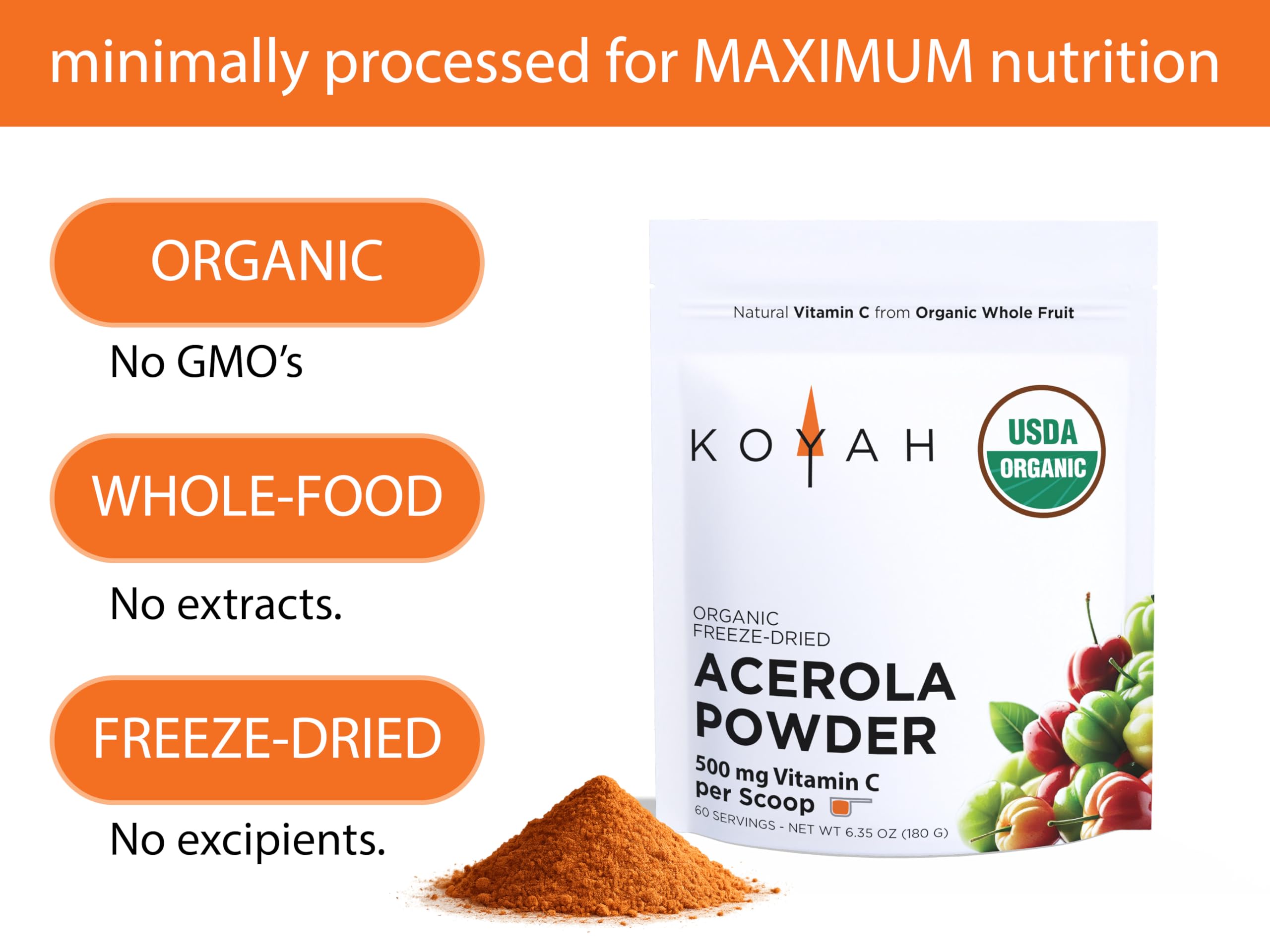 KOYAH Organic Acerola Powder nutritional information