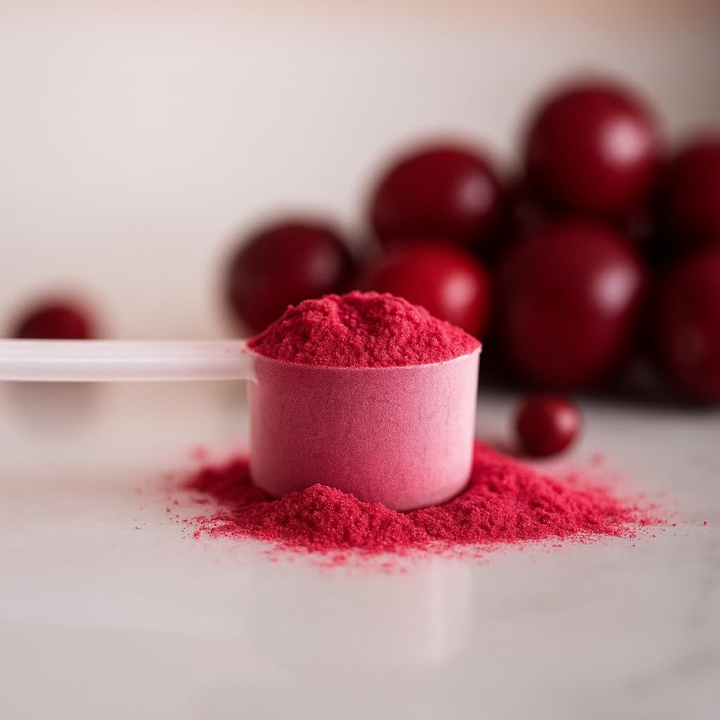 KOYAH Organic Cranberry Powder opened pouch showing contents