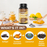 Kraftvoll Turmeric Curcumin Softgels with black pepper extract close-up
