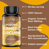 Kraftvoll Turmeric Curcumin Softgels with nutritional information on packaging