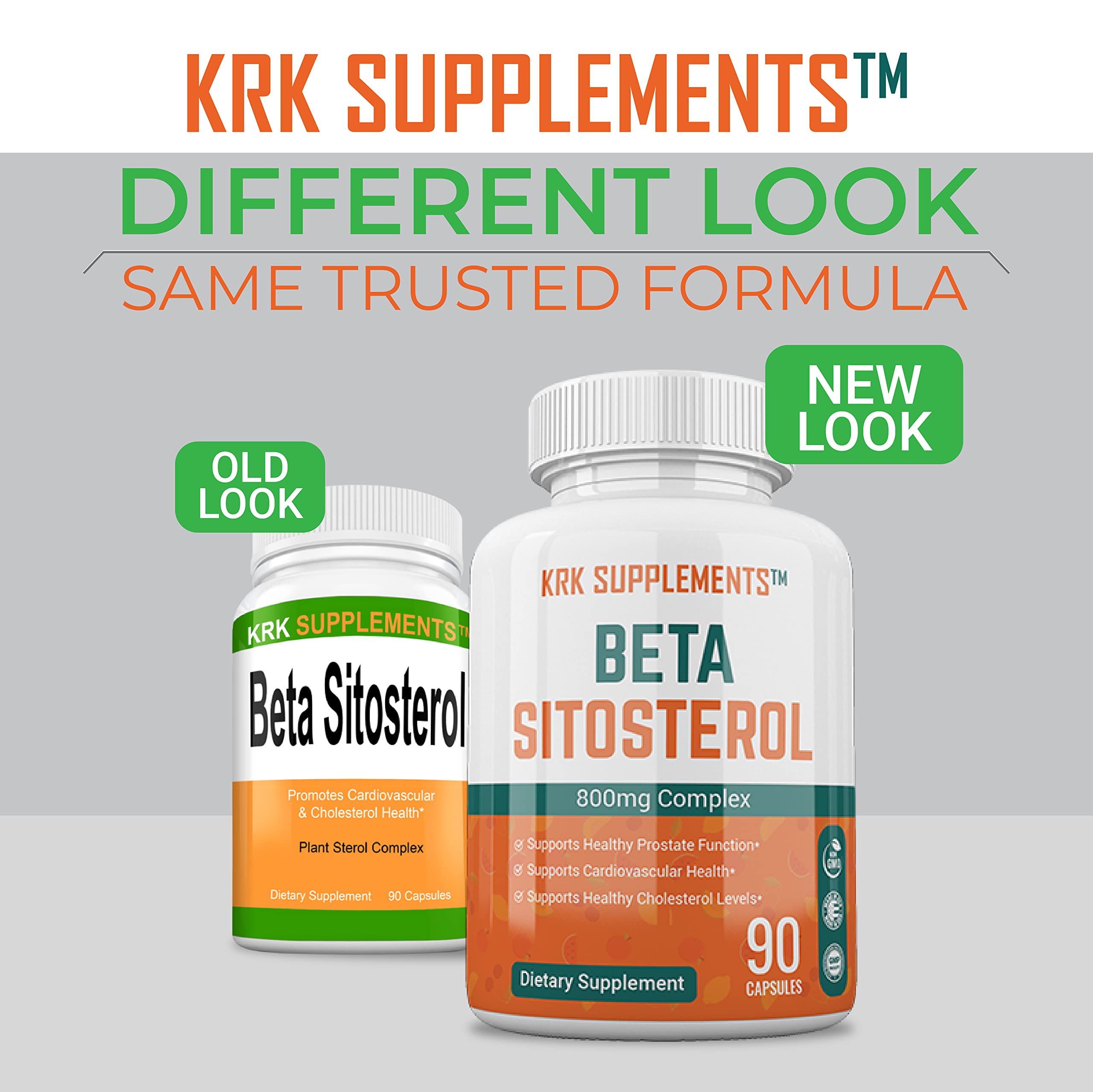 KRK SUPPLEMENTS Beta Sitosterol Capsules 90 count label close-up