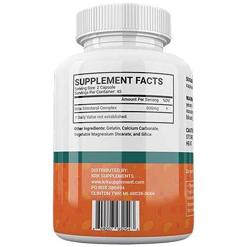 KRK SUPPLEMENTS Beta Sitosterol Capsules packaging side view