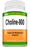 KRK SUPPLEMENTS Choline Bitartrate Capsules 900mg on wooden table