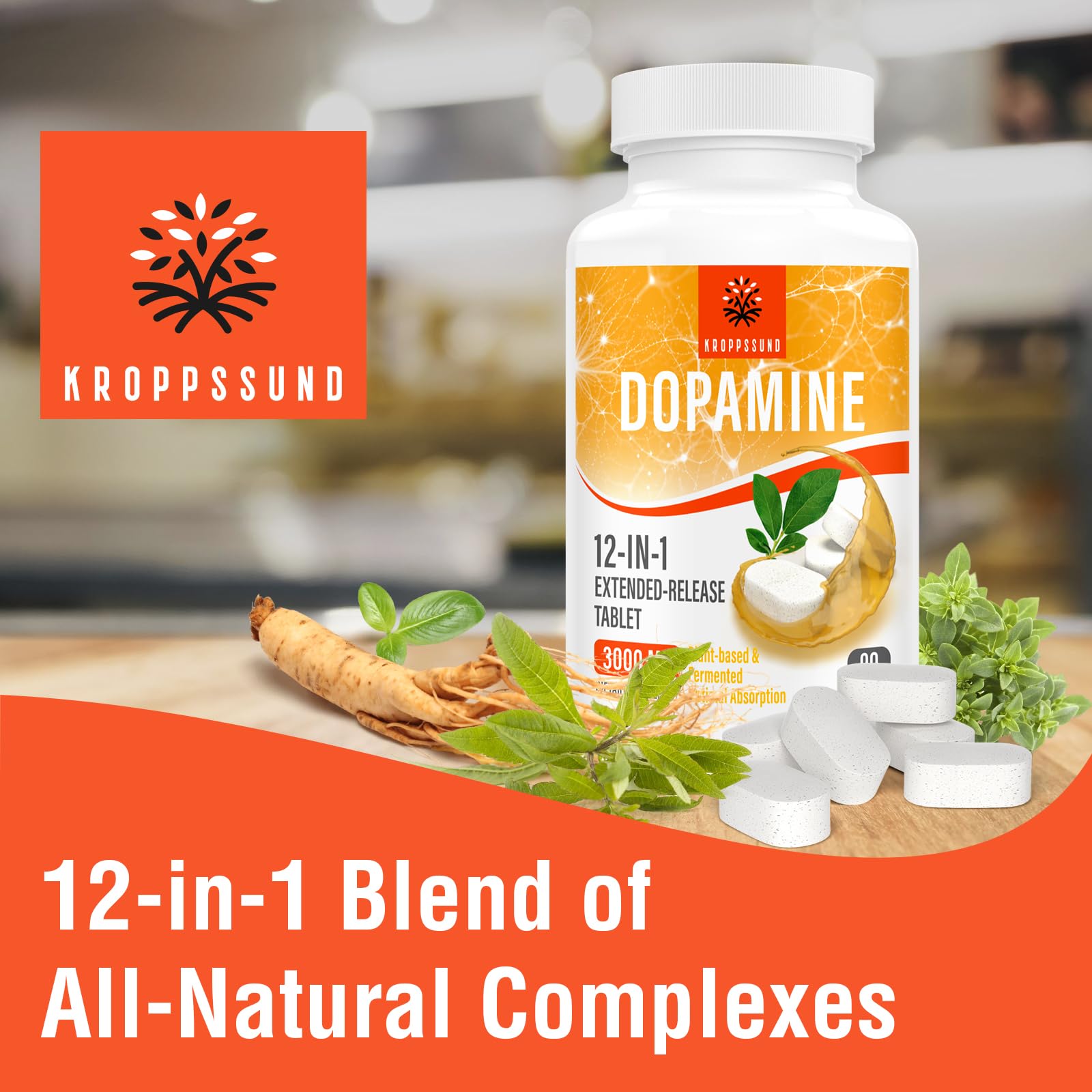 Kroppssund Dopamine Supplement tablets close-up