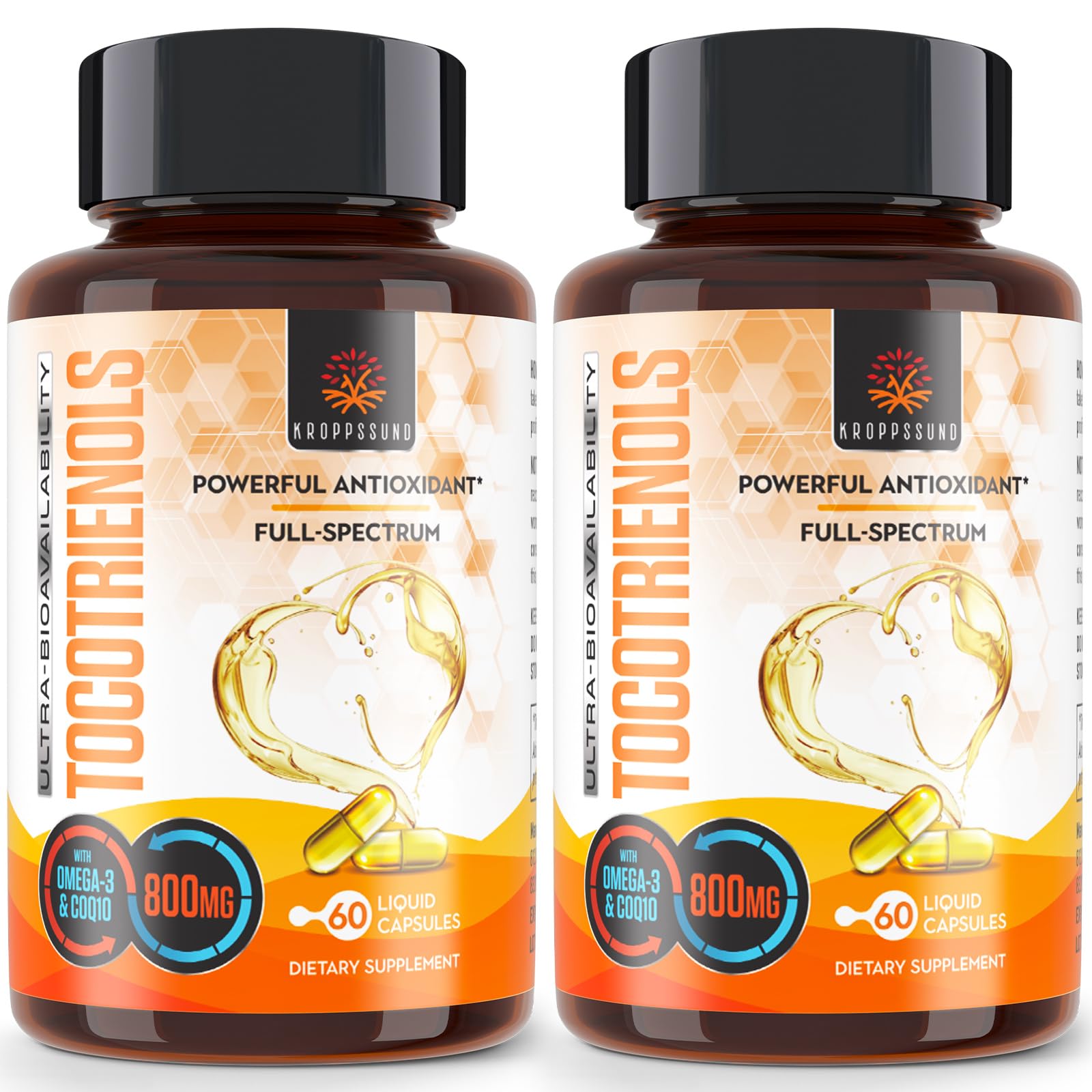 Kroppssund Tocotrienols Vitamin E liquid capsules bottle front view