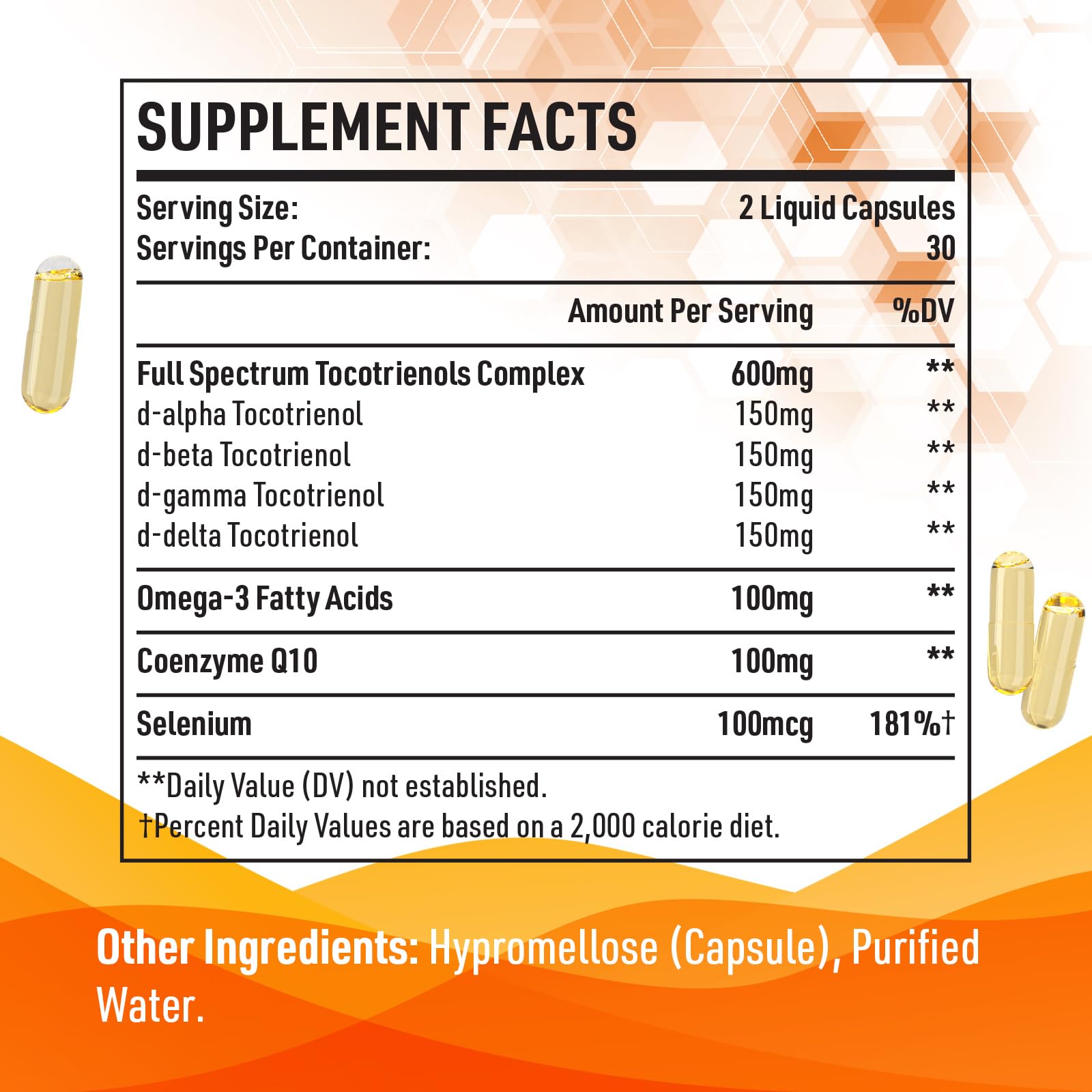 Kroppssund Tocotrienols Vitamin E liquid capsules side view