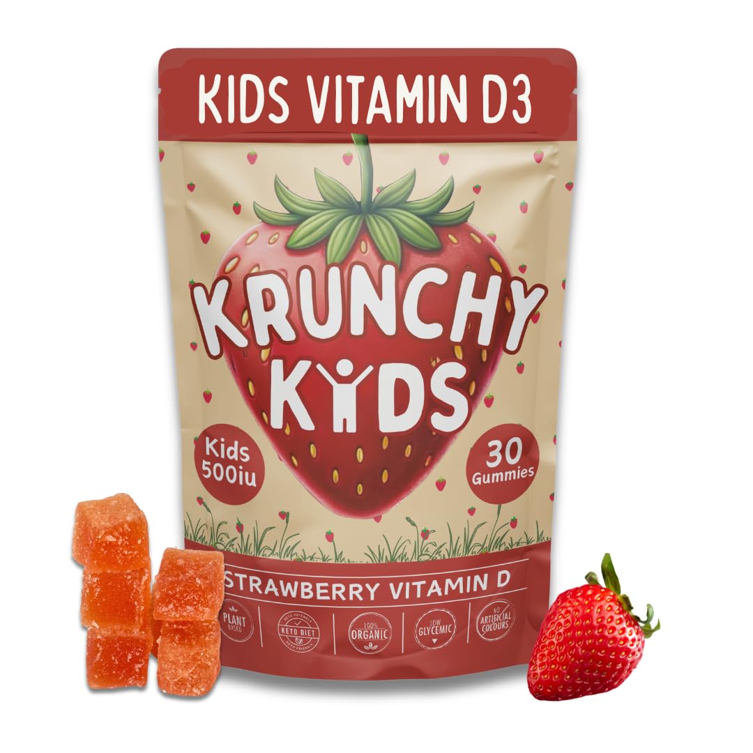 Krunchy Kids Vitamin D3 Gummies 90g front view with packaging