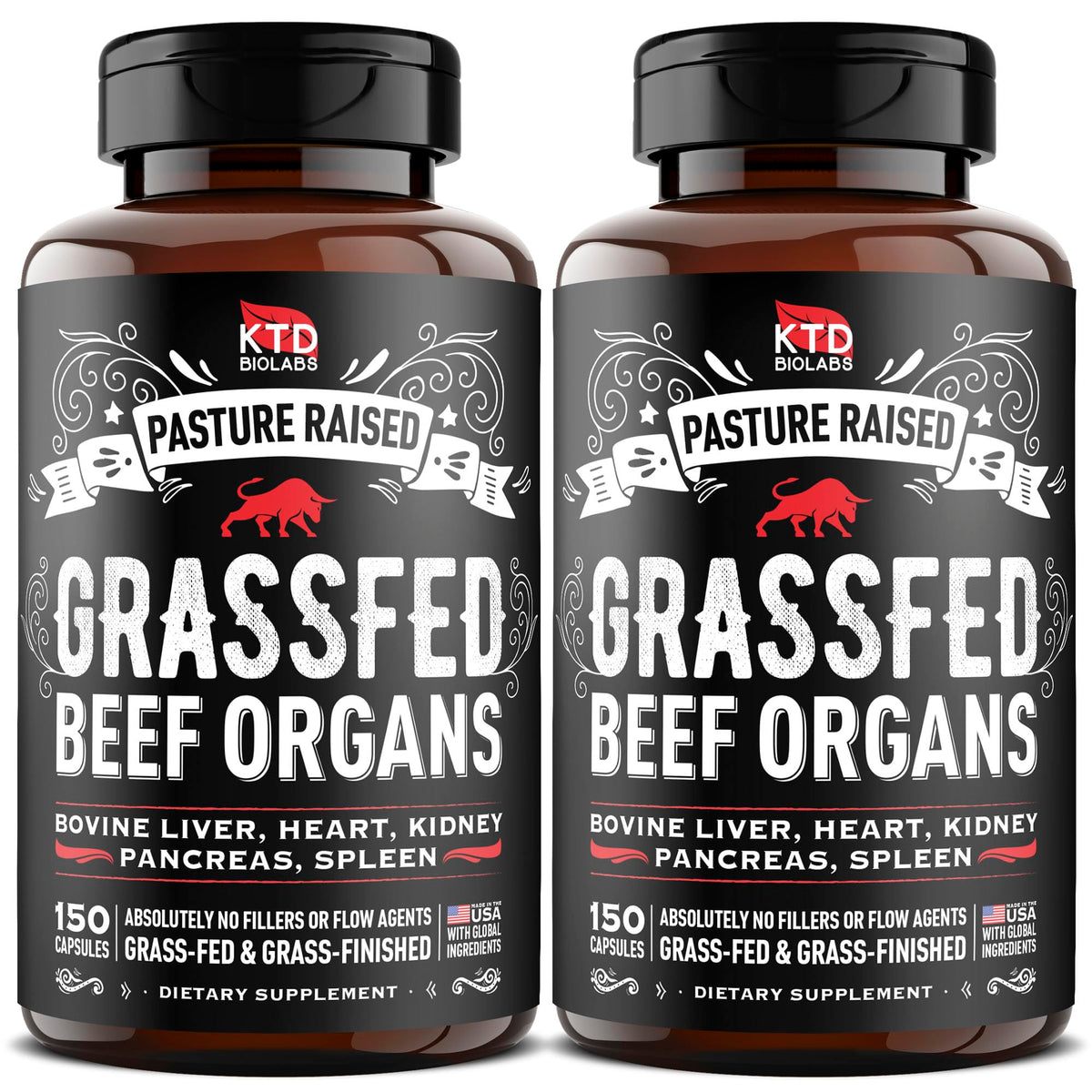 KTD BIOLABS Beef Organ Complex 3000MG 300 Capsules front view