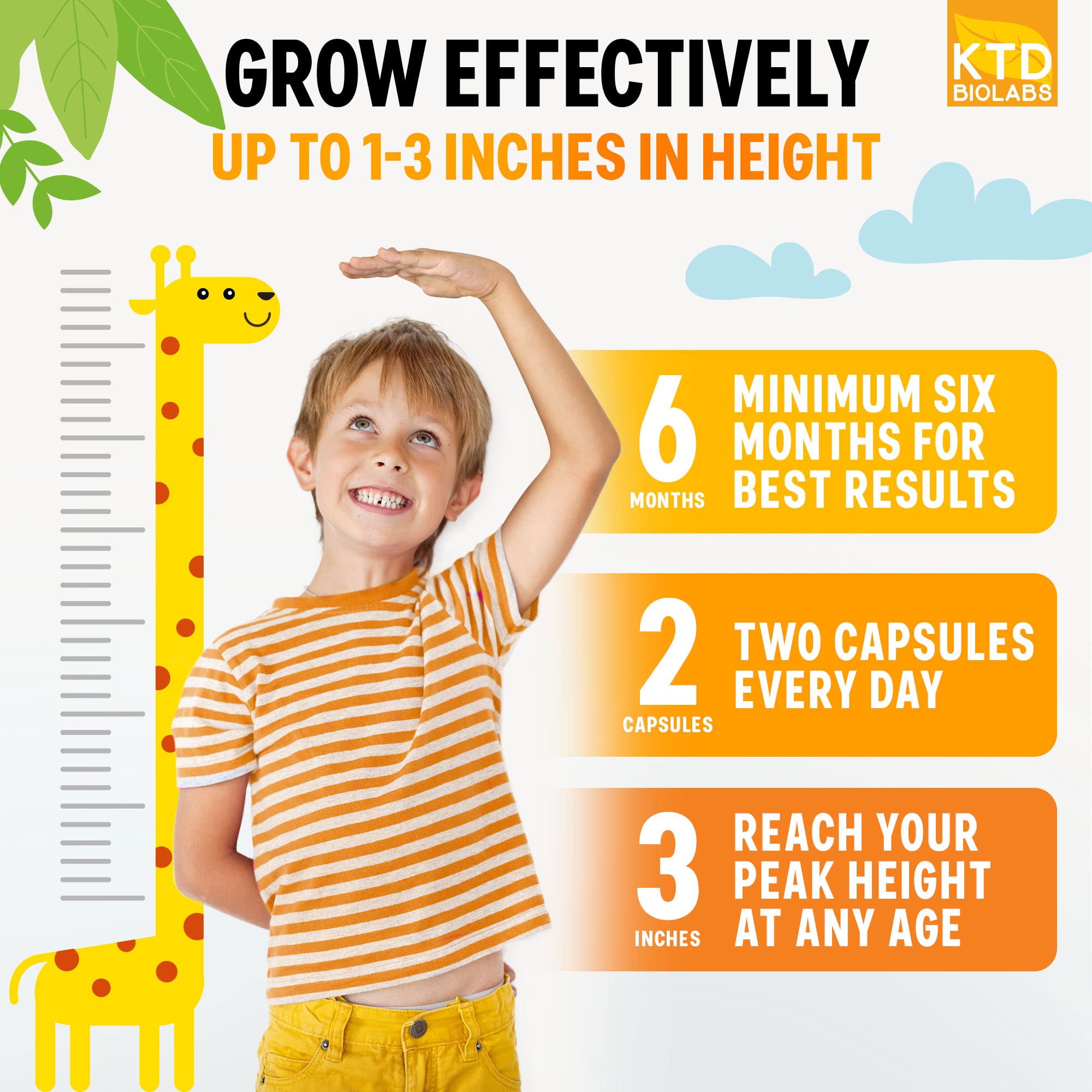 KTD BIOLABS Kids Growth Support Supplement 65g side view