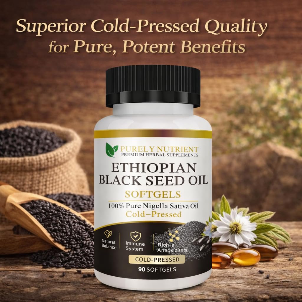 Kueysing Black Seed Oil Softgels on a wooden surface