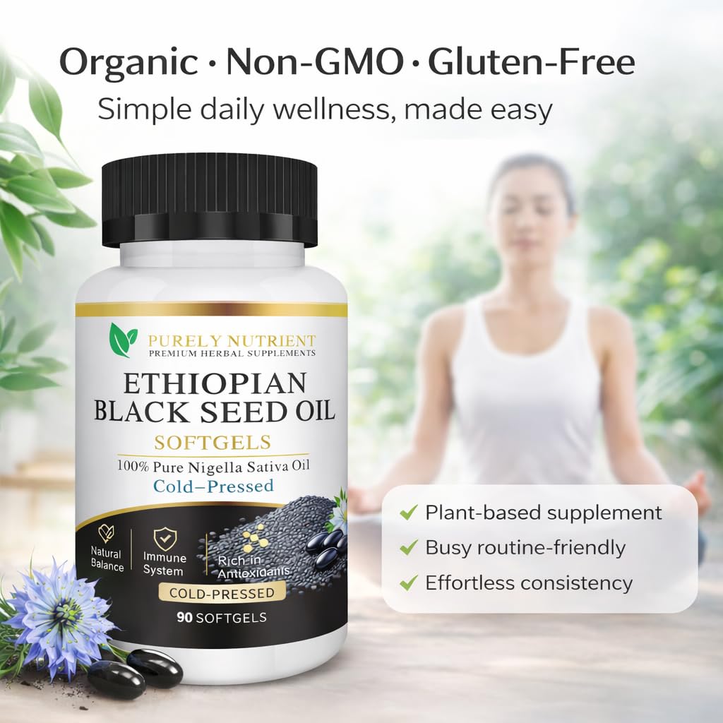 Kueysing Black Seed Oil Softgels with a measuring spoon