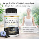 Kueysing Black Seed Oil Softgels with a measuring spoon