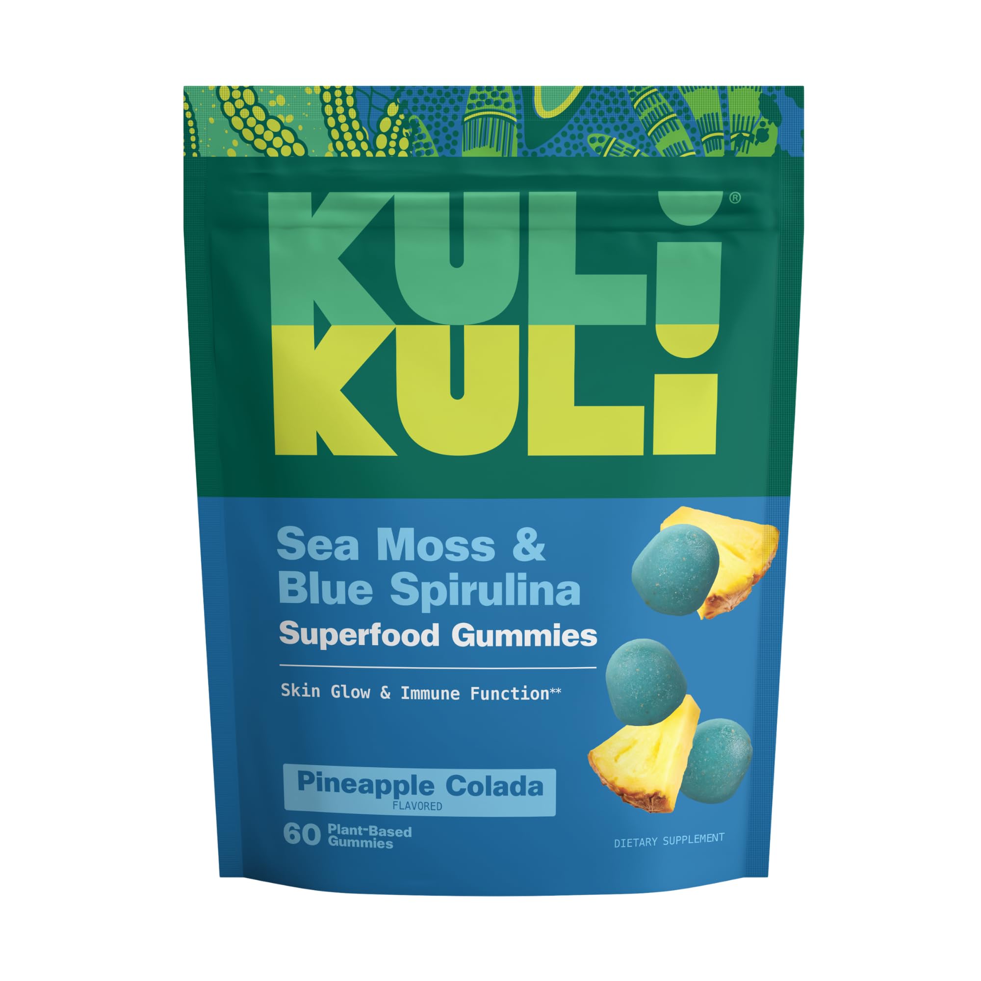 Kuli Kuli Sea Moss & Blue Spirulina Gummies front view