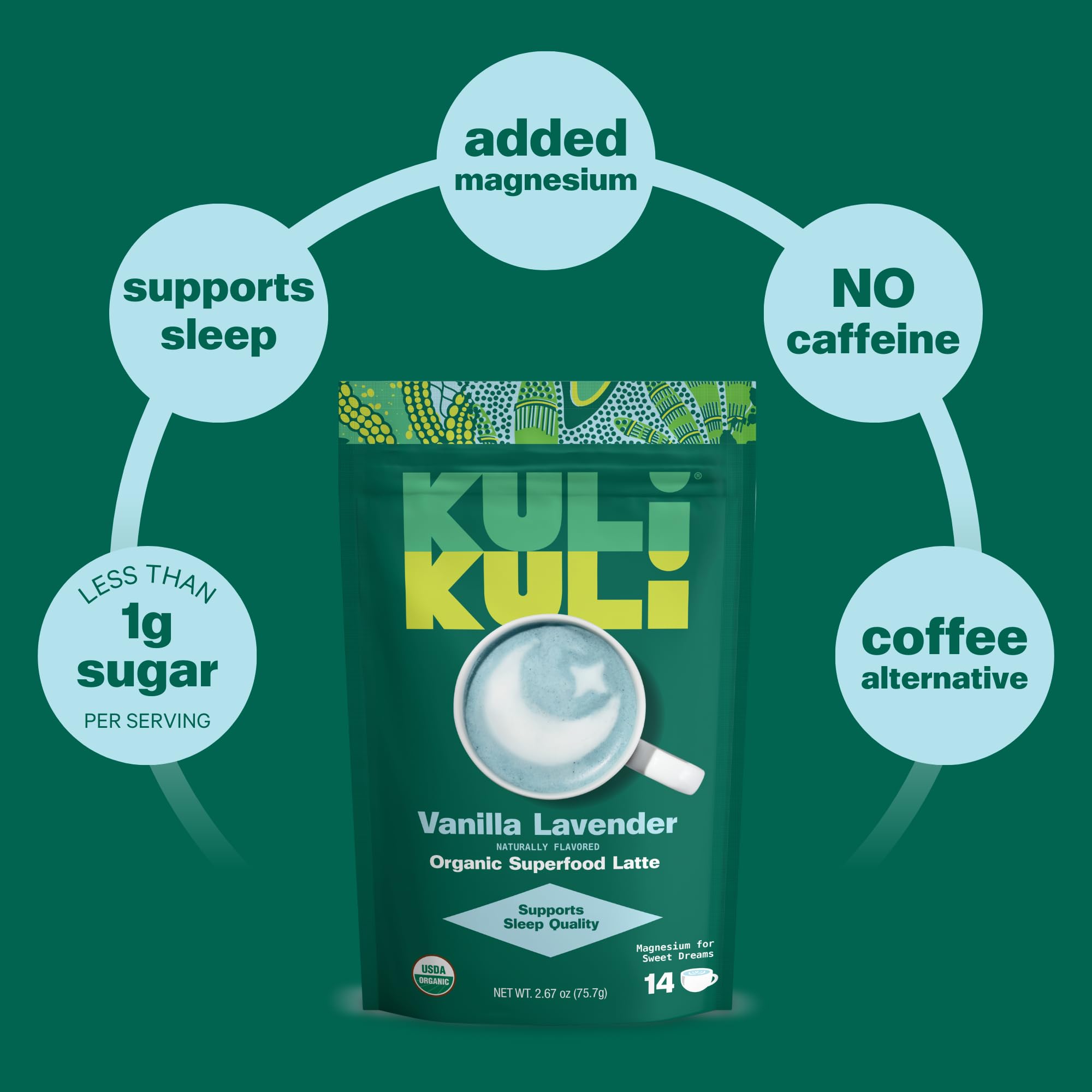 Kuli Kuli Vanilla Lavender Superfood Latte lifestyle scene