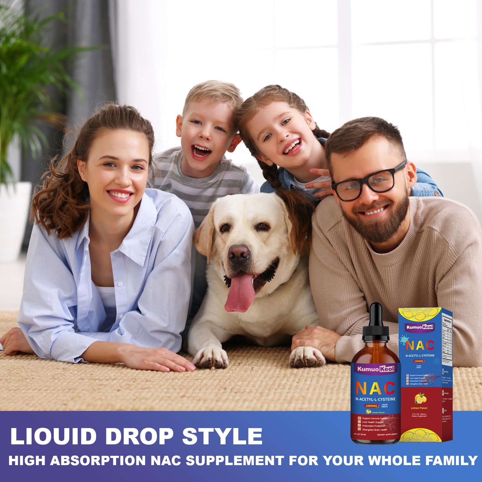KumuoKeol NAC Liquid Drops displayed with a measuring spoon