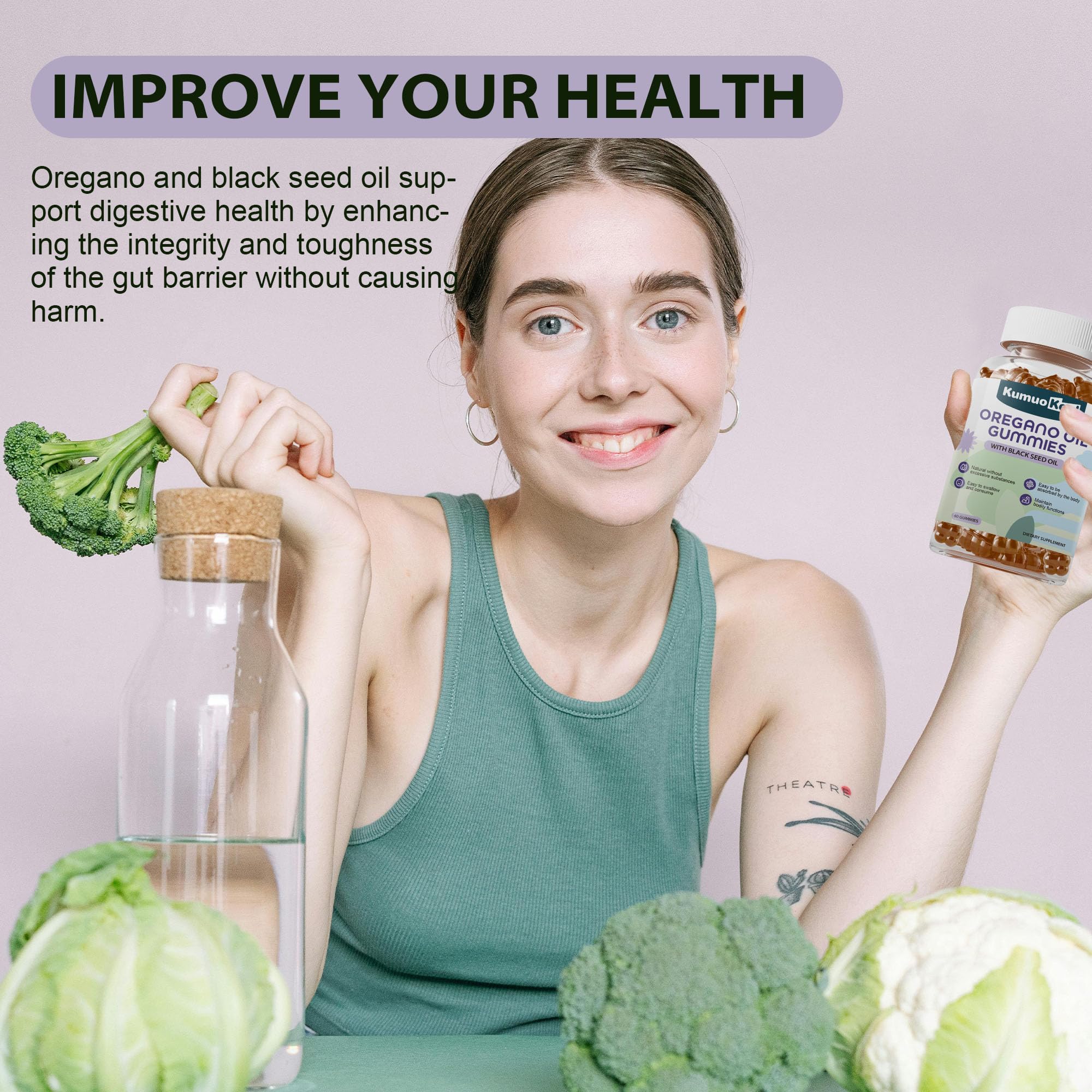 KumuoKeol Oregano Oil Gummies with ingredients list