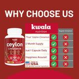 Kwala Nutrition Organic Ceylon Cinnamon capsules in hand