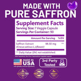 Kwala Nutrition Saffron Extract Capsules with a close-up of the capsules