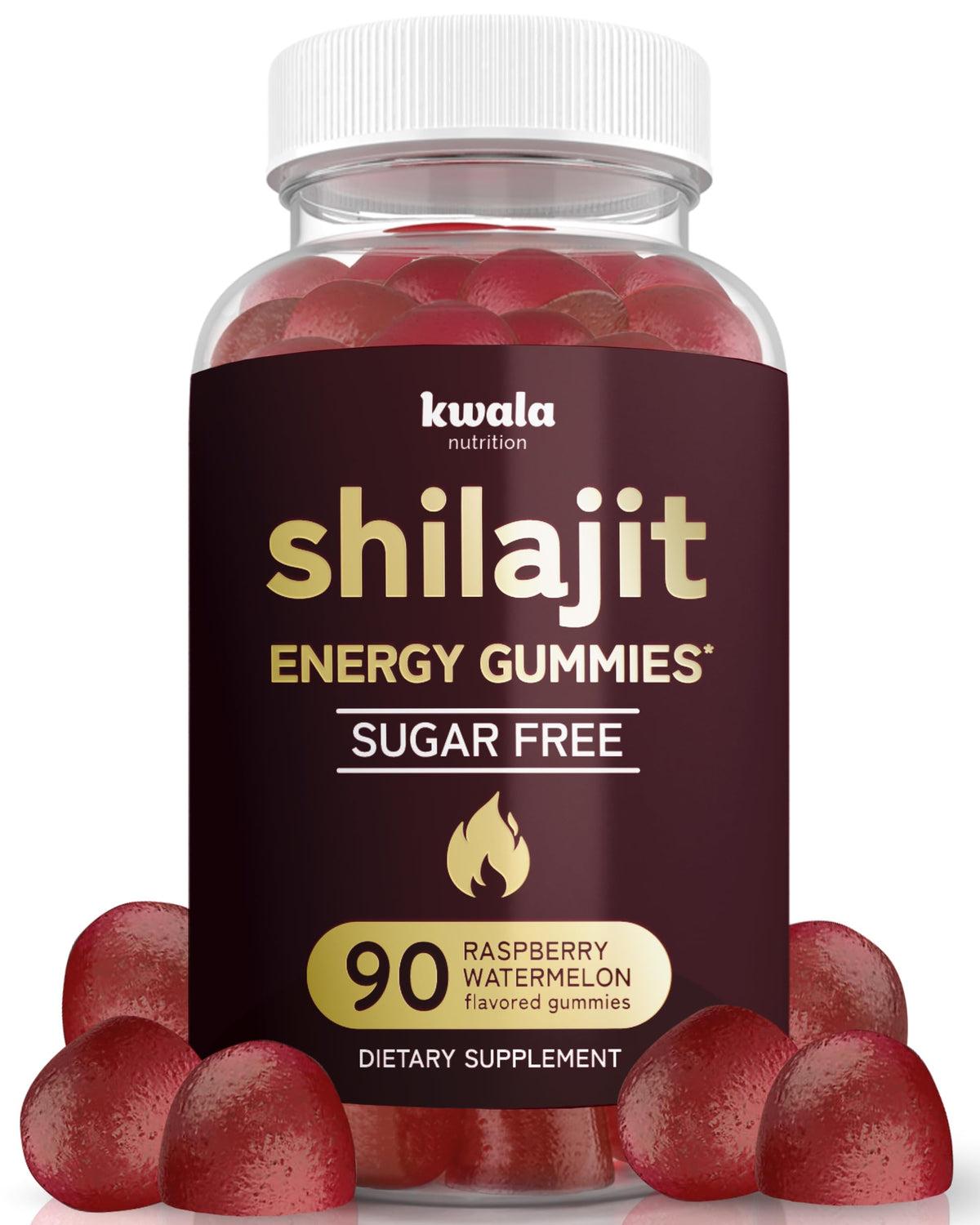 Kwala Nutrition Shilajit Gummies 75mg raspberry flavour front view