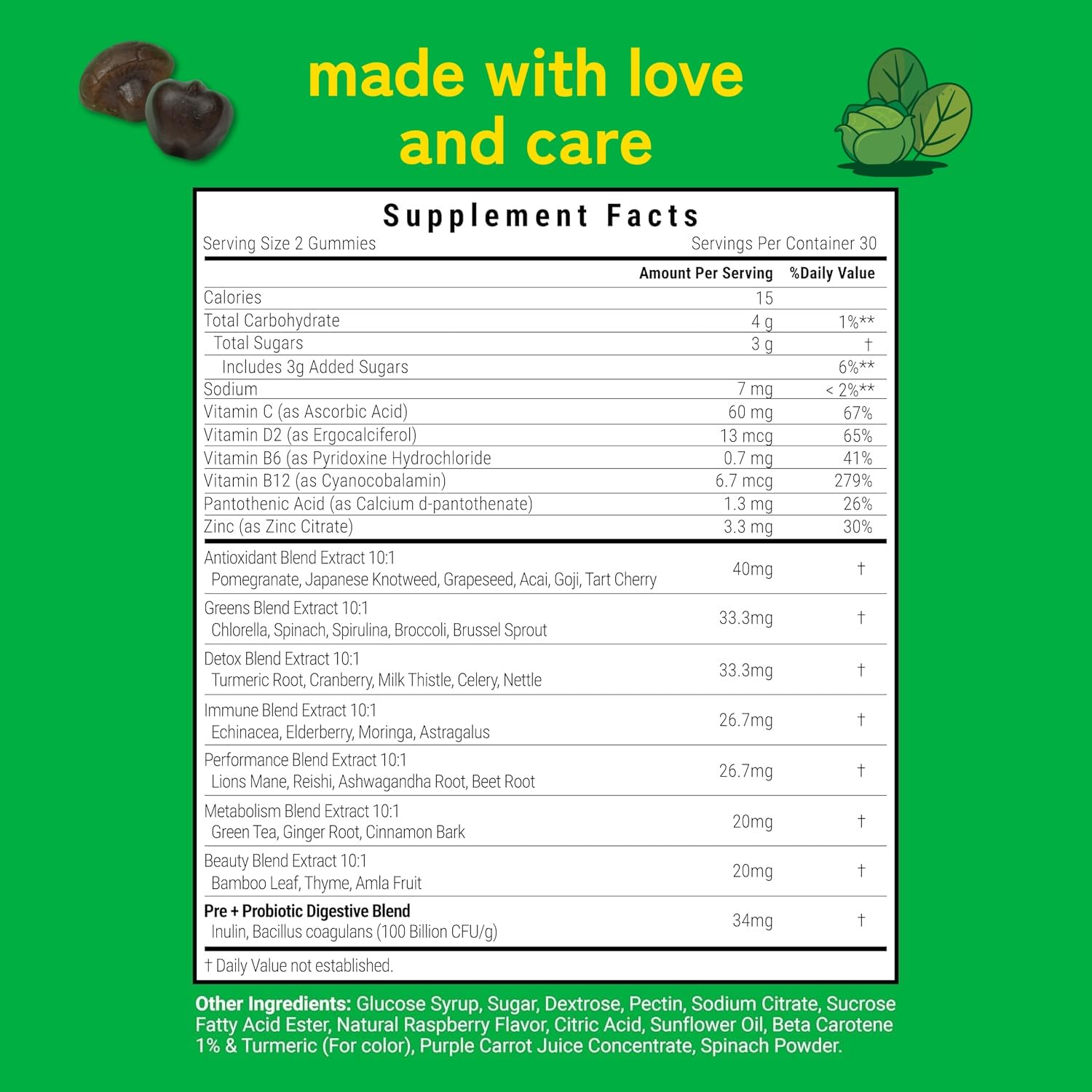 Kwala Nutrition Super Greens Gummies packaging side view