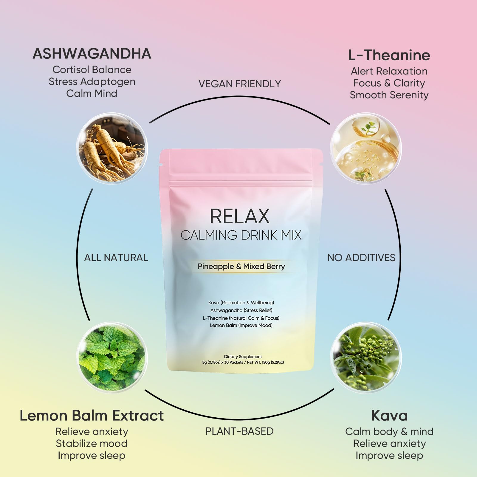 KXVUDE daily wellness Calming Drink Mix sachet of mixed berry flavour