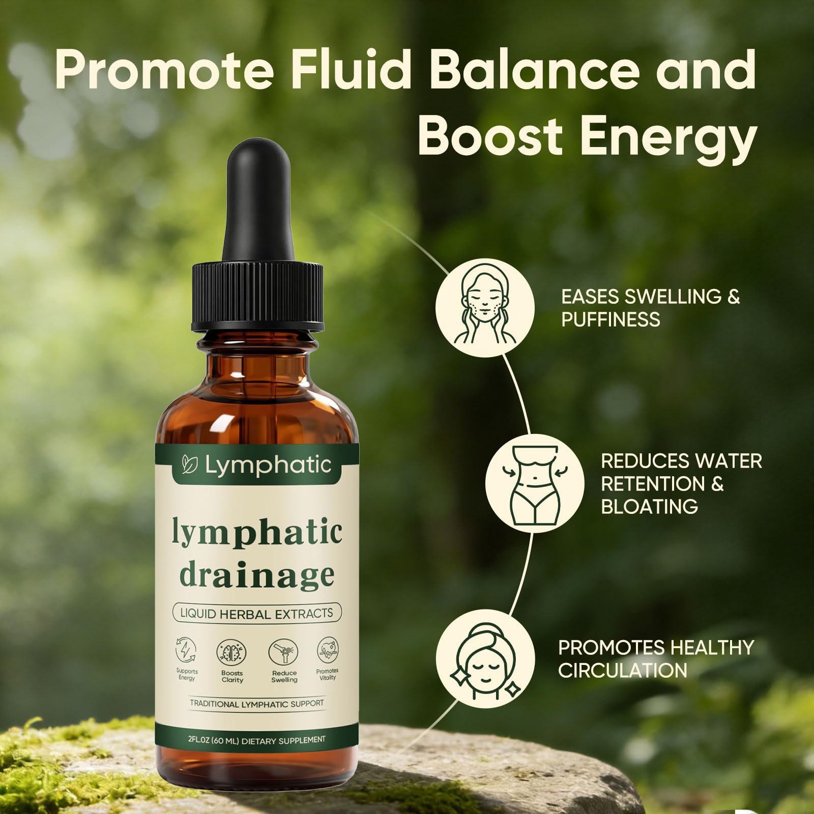 KXVUDE Herbal Lymphatic Drainage Liquid Drops bottle side view