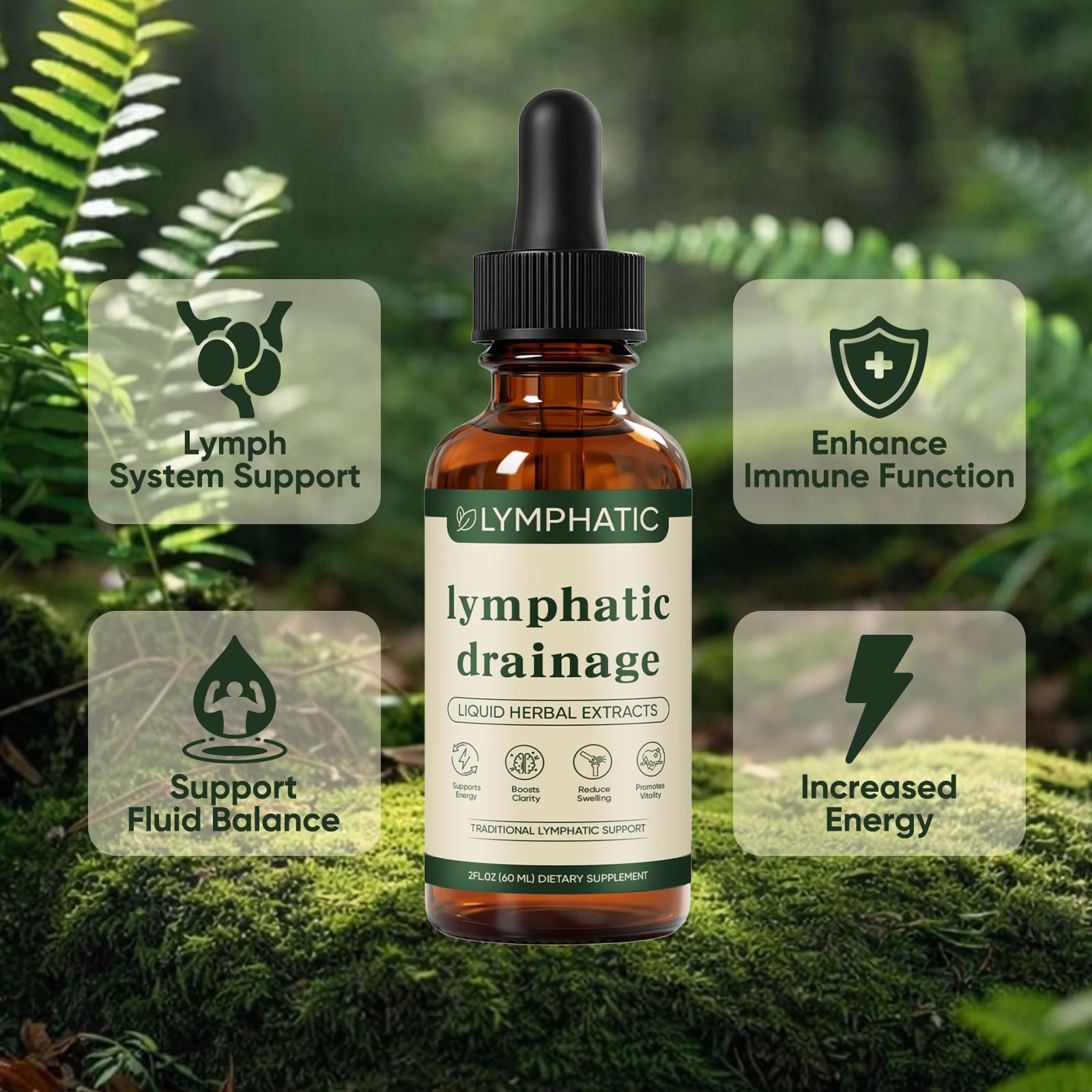 KXVUDE Herbal Lymphatic Drainage Liquid Drops on a wooden table