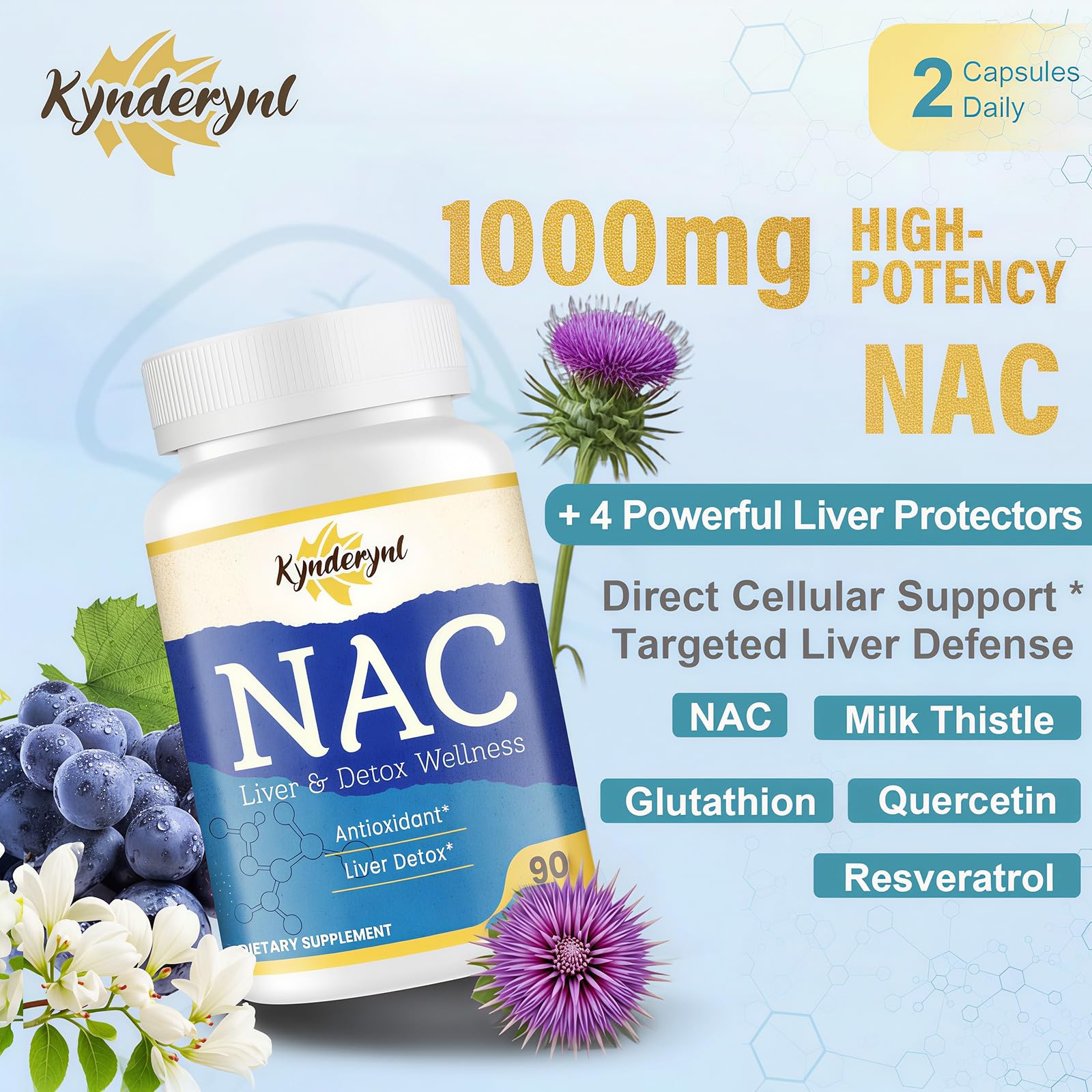 Kynderynl Acetyl-L-Carnitine bottle with 90 capsules