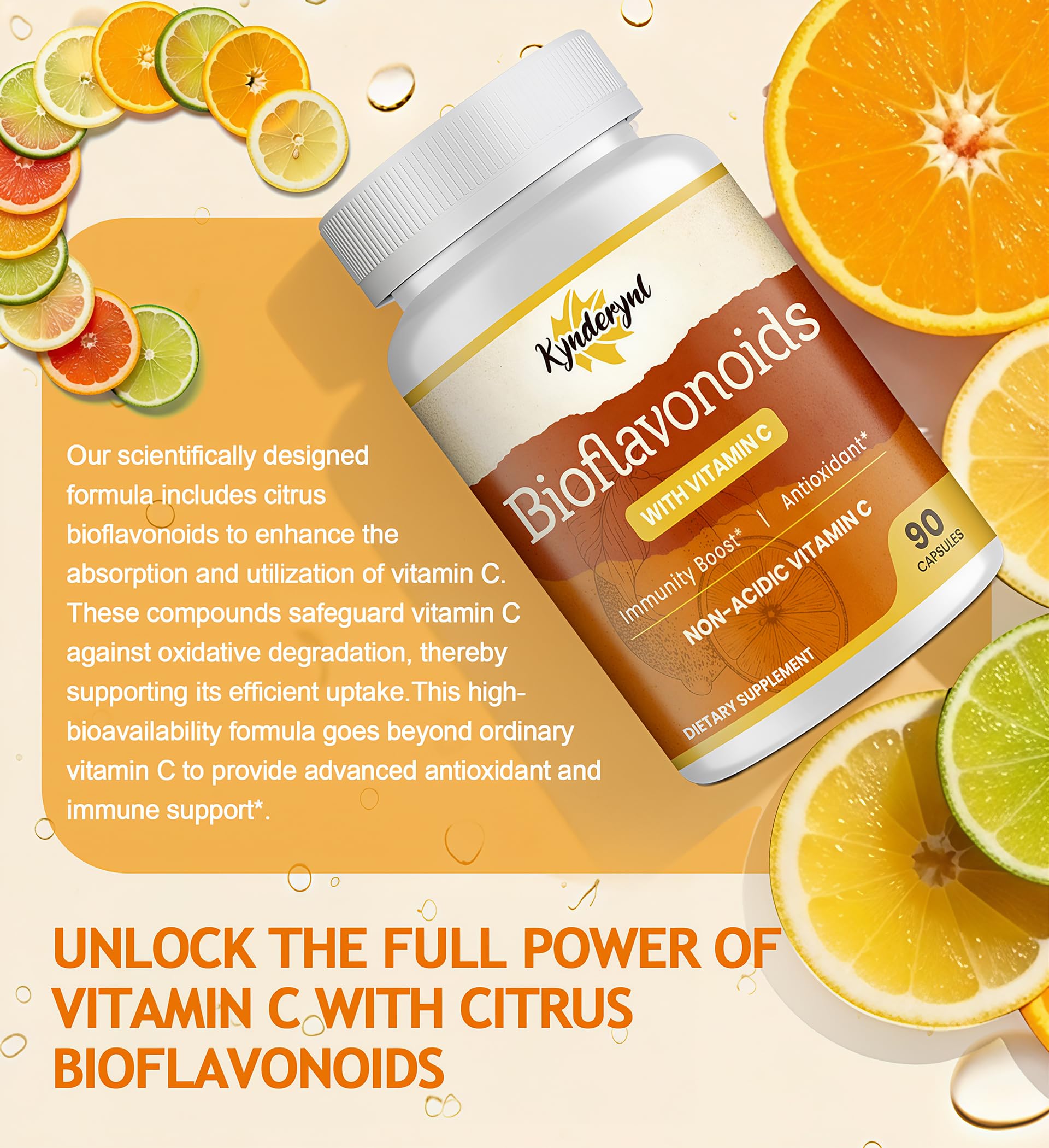 Kynderynl Vitamin C Supplement 1000mg bottle side view