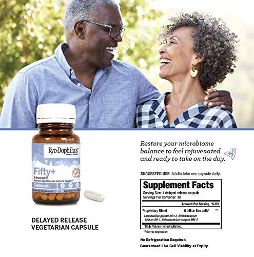 Kyo-Dophilus Fifty+ Probiotic bottle with a measuring spoon