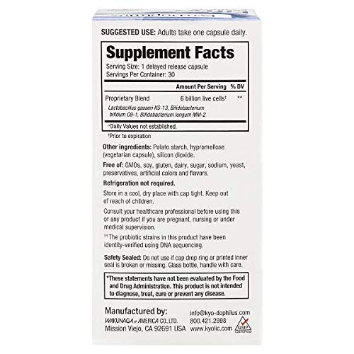 Kyo-Dophilus Fifty+ Probiotic capsules on a wooden table